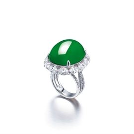 Lot 887 Jadeite  Diamond Ring GIA