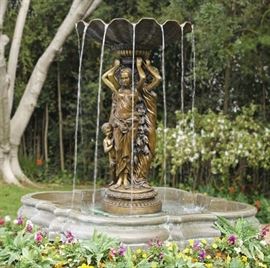 LOT532 BRONZE WOMAN IN PARADISE FOUNTAIN