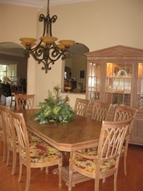 Blonde wood dining table 
w/ 2 leaves (16” each)

