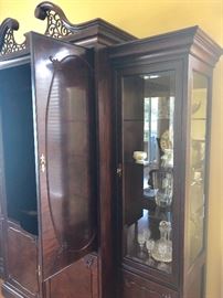 Century Furniture Colonial Hutch/TV Cabinet with 2 Glass Side Display Sections and Lower Cabinet Storage (Two 18"W  18"D  77-1/2"H Side Cabinets -- Main Center Section 44"W  22"D  89"H) - $1495
