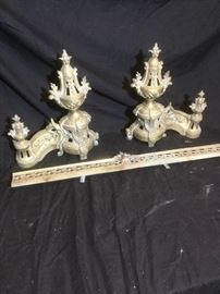 Antique Brass Fireplace Andiron from France