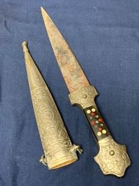 Antique Silverplate Dagger and Sheath