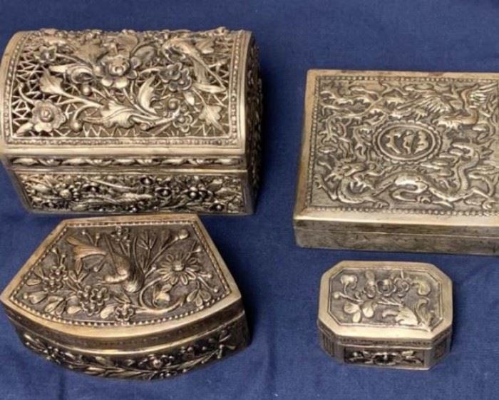 Antique Silverplate Trinket Boxes