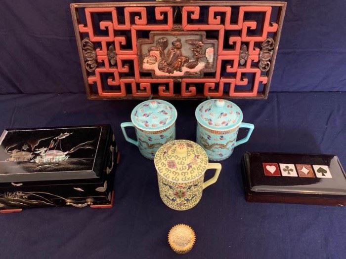 Asian Inspired Mugs and Plaque