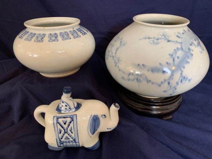 Asian Vase and Elephant Teapot