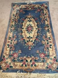 Blue and Pink Sculpted Floral Rug Middle East