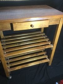 Kitchen Cart Table with Drawer and Push Handle