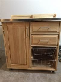 Stainless Steel Pine Rolling Bar Kitchen Wood Island