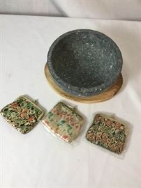 Stone Bowl and Coin Purses