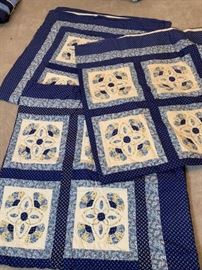 Three Handmade Quilts in Blue