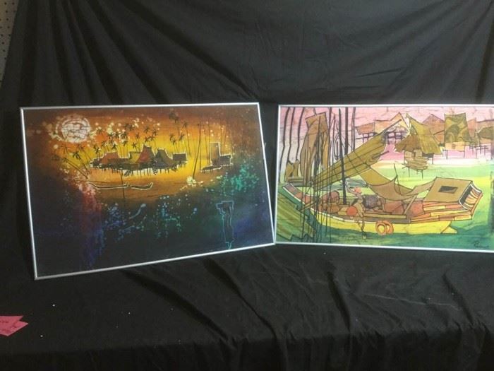 Two Malaysian Batik Framed Prints