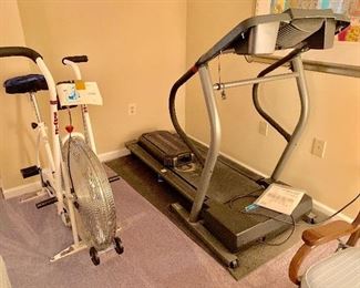 Exercise bicycle and treadmill