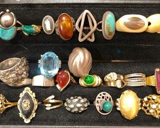 Turquoise, amber and more rings