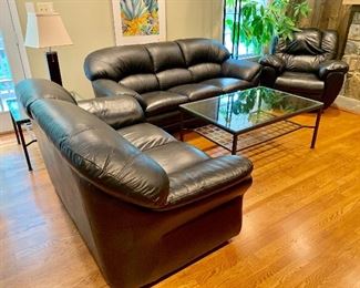Contemporary leather sofas and tables
