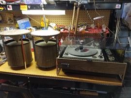 Vintage Turntable And Speakers