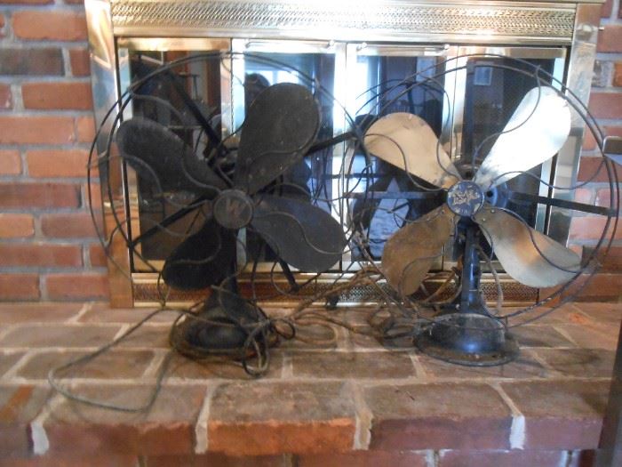 Metal fan 1 is a Westinghouse on the left and the other with brass blades 