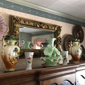Green Fenton epergne - sold! Vases still available 