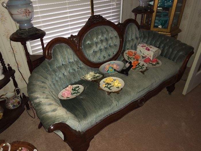 Victorian style sofa in blue