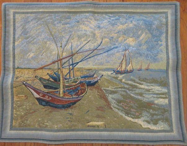 Van Gogh Bateaux Belgian Impressionist Tapestry Wall Hanging
