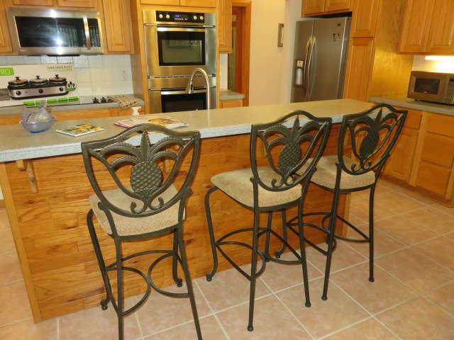 3 Pineapple Design Cast Metal Bar Stools