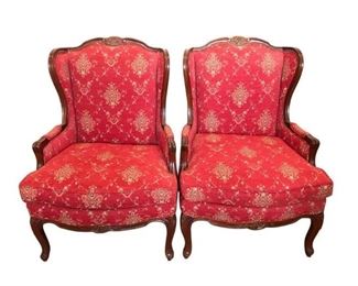 Elegant high end Hickory Chair, wing back chairs. Luxurious custom chenille fabric upholstery. Turn any room into your favorite room with these fantastic accent chairs.