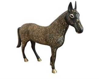Studded brass horse, with beautiful accents overlay. Unusual oversize piece