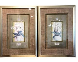 Orchids, Pair Framed.. Beautifully matted and framed for a great display.