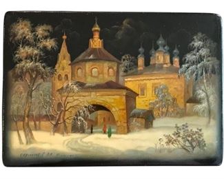 Rectangle Russian Box, hand painted with signature