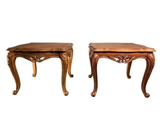 Pair of Lily side tables with wood top 