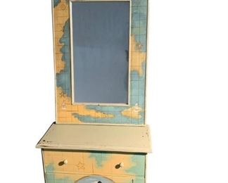 Wooden hand painted 4 drawer chest. Mirror not included and sold as part of the next lot number 