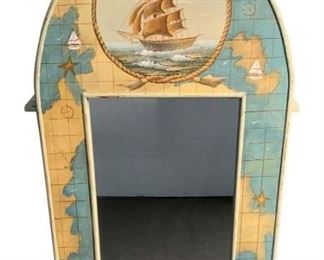 Wooden hand painted nautical mirror frame