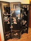 Antique Chinese Carved Double Inlaid Screen Room Divider