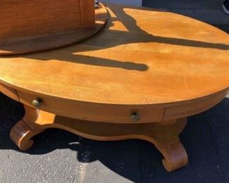 Unusual Antique Cut-Down Oak Library Table (to coffee table)