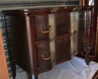 Unusual Antique Mahogany Washstand with Serpentine Front and Claw Feet
