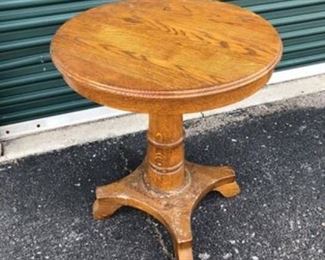 Unusual Antique Oak End Table