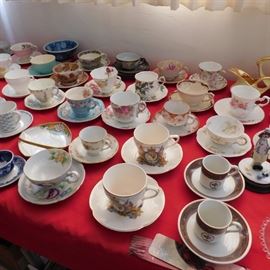 large tea cup and saucer collection