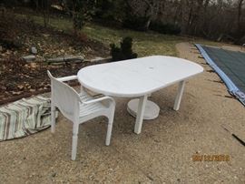 GROSSILLES TABLE AND THREE CHAIRS