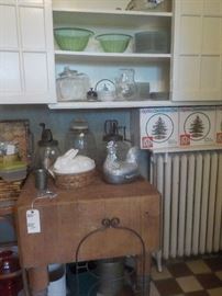 Clean Butcher Block table and butter churns