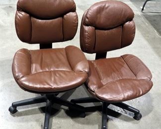 Leather Like Upholstered Adjustable Rolling Office Chairs, Qty 2