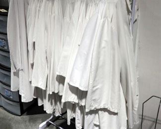 Lab Coats Various Sizes, Approx Qty 75, Includes Rolling Garment Racks Qty 3