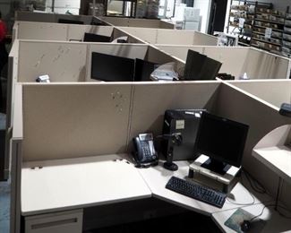 Hon Cubicle/WorkStations W/Electric & Ethernet Ports, Each Unit Has Desk And Shelf, Approx 55" x 67" x 75", Qty 8