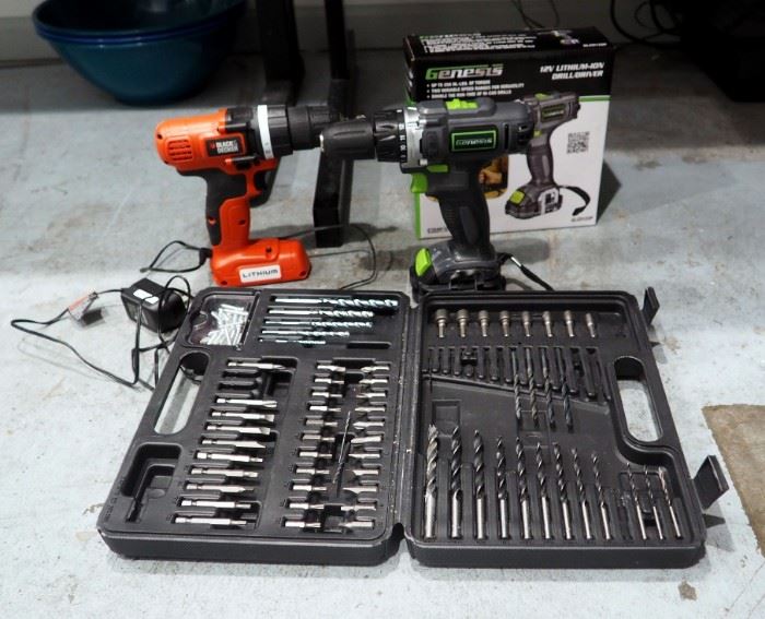 Black And Decker Re-chargeable Drill, Genesis Lithium Ion Re-Chargeable Drill And Drill Bit Set