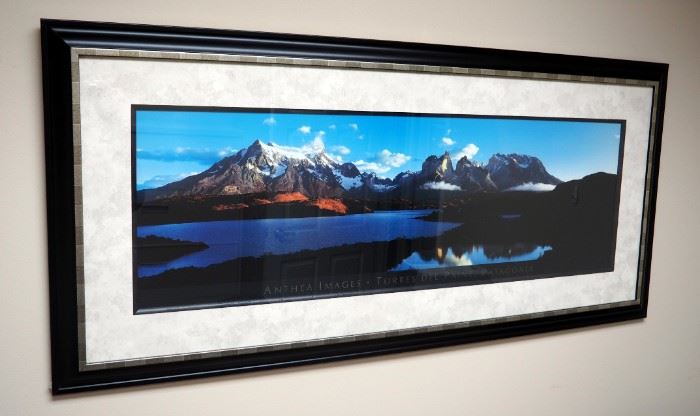 Framed And Matted Anthea Images, Torres Del Paine, Patagonia Landscape Print, 49" x 23"