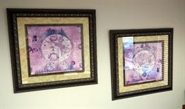 Decortive Wood Framed And Matted Nova Totius Terrarum Orbus Geographicia And Hydrographicia Tabula Maps, 36" x 33"