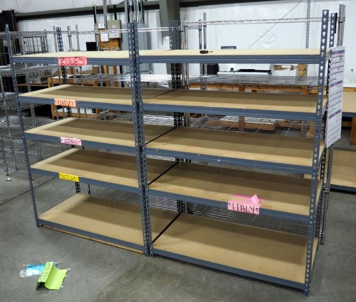 Metal Storage Racks With 5 Adjustable Wood Composite Shelves, 72" x 48" x 24", Qty 2