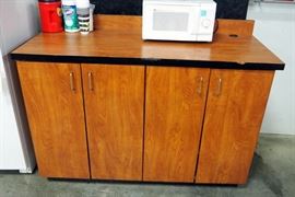 Wood 4 Door Storage Cabinet With Back Splash, 44.5" x 60" x 25"