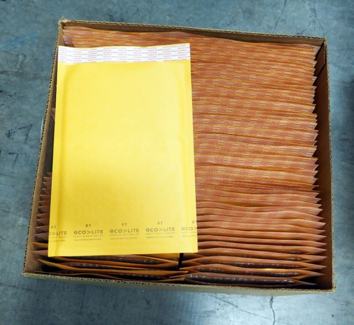 7.25" x 12" Light Kraft Bubble Mailers With Self Seal Tape Strip, Approx. Qty. 100, Partial Case