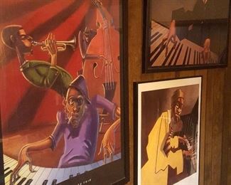 Three Jazz Artist framed prints by Bua 