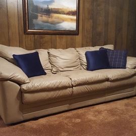 Contemporary ivory leather couch