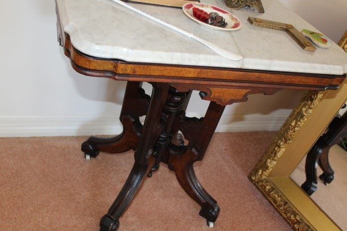 furniture marble top eastlake side table